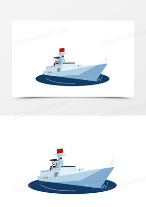 卡通军事战舰军舰素材1733手绘军舰船只免抠元素1221红色航空母舰元素