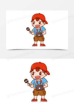 宣传元素10q版古风男侠客人物120q版卡通主播说联播男主持元人物元素