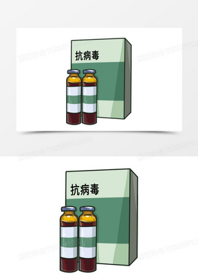 手绘卡通流感口服液元素