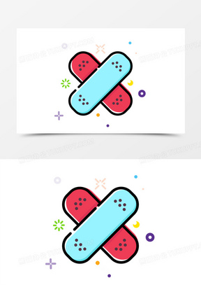 手绘卡通mbe风格医疗用品创可贴素材