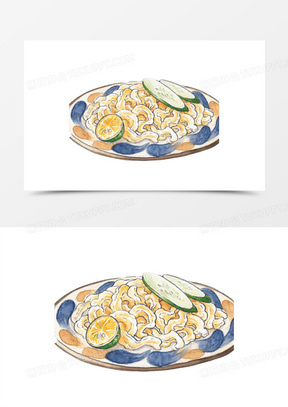 猪耳朵凉拌手绘画素材图片