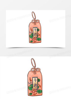 手绘卡通平安符元素