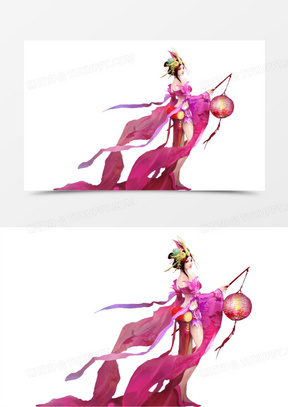 红衣灯笼女子立绘游戏人物