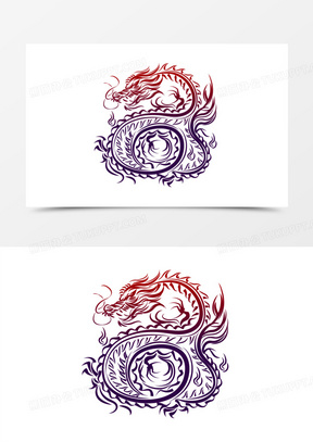 矢量中国龙贴纸文身素材