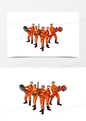 卡通手绘消防演练素材