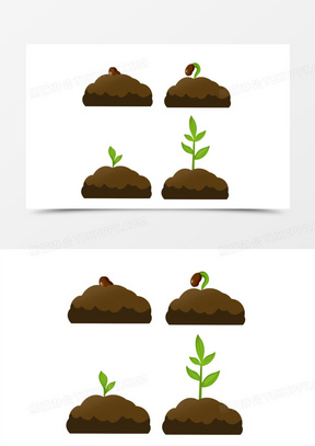 一组手绘种子萌芽破土发芽生长过程素材630一组卡通手绘种子发芽过程