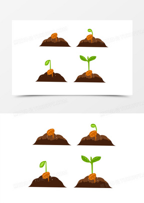 卡通种子生长过程元素90手绘种子发芽素材230手绘种子破土而出过程