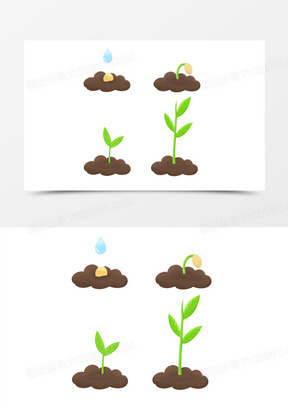 一组手绘卡通种子生长过程元素