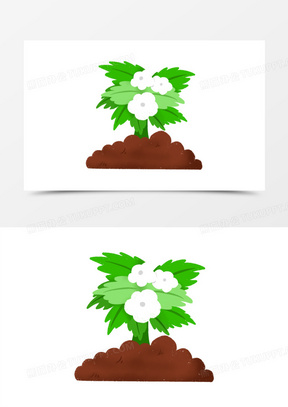 手绘卡通植物生长过程开花阶段免抠元素