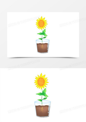 卡通手绘向日葵免抠素材101一组手绘免抠种子发芽成长元素490手绘卡通