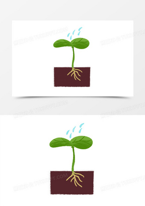 卡通手绘植物生长发芽过程素材