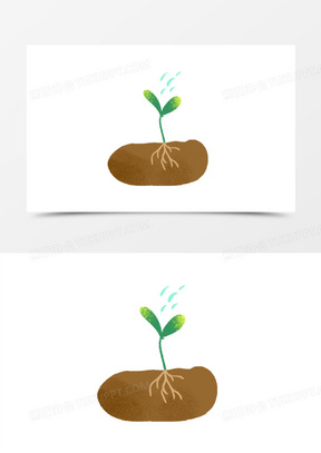 卡通手绘培养浇水素材