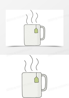 矢量手绘冒着热气的杯子素材
