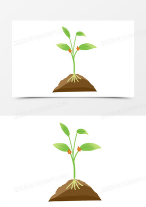 手绘免抠种子发芽开花素材