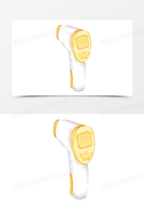 手绘体温枪测量免抠素材