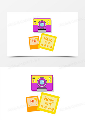 手绘卡通矢量创意相机拍立得素材