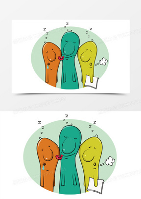 矢量打瞌睡的三人
