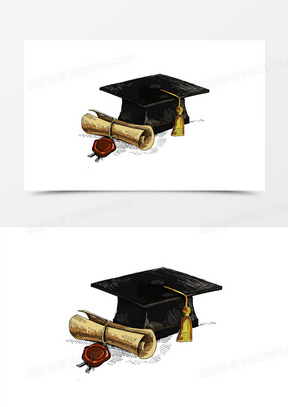 手绘博士帽图片素材