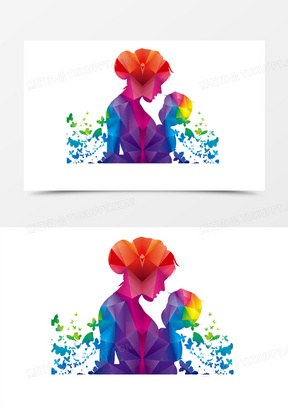 抱小孩的母亲剪影png