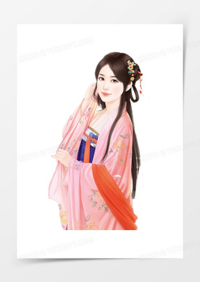 粉衣古风美女立绘人物