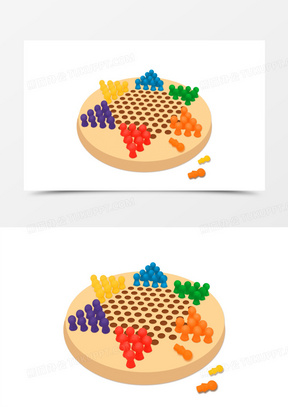 卡通娱乐跳棋玩具元素