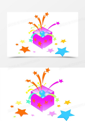 卡通彩色惊喜礼物礼盒