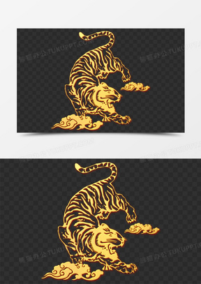 金色立体浮雕老虎素材