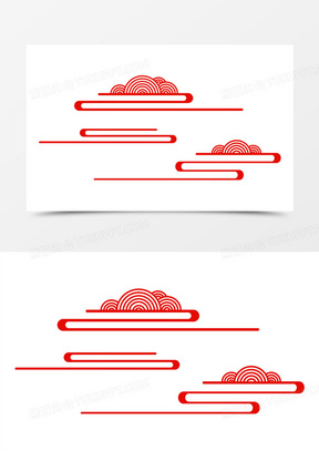 简约手绘红色云纹装饰素材