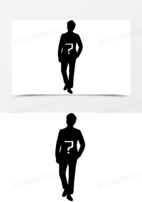 手绘神秘人神秘嘉宾男性剪影装饰素材