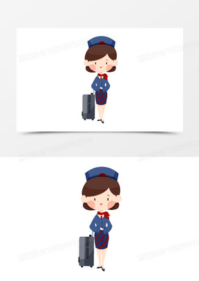 手绘航空乘务员免抠元素