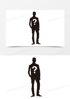 手绘黑衣人神秘女嘉宾黑色剪影素材370扁平简约寻人免抠元素491扁平