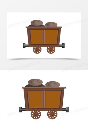 手绘卡通矿车素材