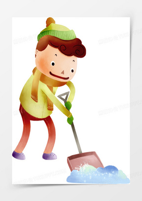 小学生铲雪图片卡通大全_熊猫办公