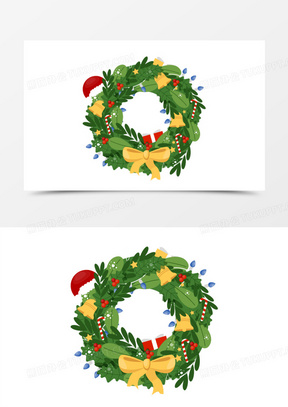 手绘圣诞装饰花圈元素