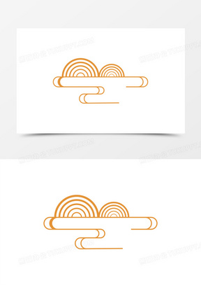 矢量手绘金色云纹装饰素材