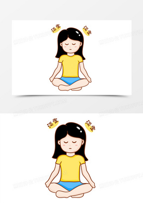 卡通手绘女生淡定插画表情包素材