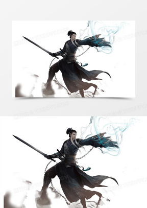 黑衣剑仙古风手绘