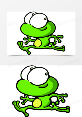 合成手绘卡通奔跑的小青蛙