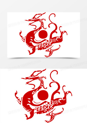 高清版创意合成小狗红色图腾