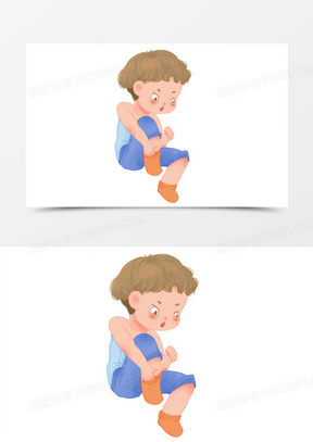 手绘小男孩穿袜子元素