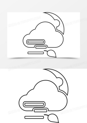 多云多雾的夜晚薄轮廓图标