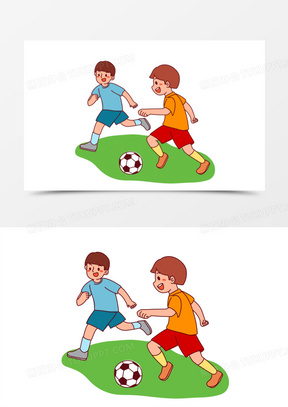 手绘卡通儿童足球比赛素材