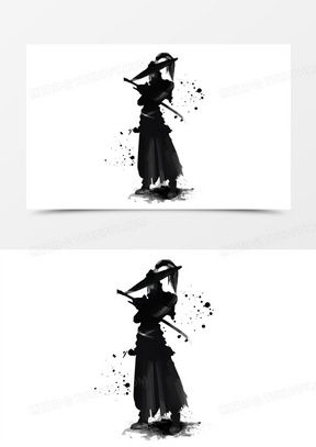 332创意侠客风英雄召集令招聘展板设计1107水墨中国武侠江湖人物31110