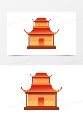 房角101红色古建筑170中国风手绘卡通白无常中元鬼节背景80古代建筑