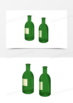 卡通手绘空酒瓶子素材