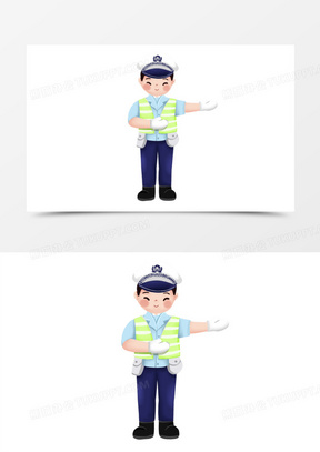卡通交警手势图490卡通交警图片736卡通安全交通交警手绘元素41卡通