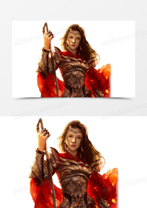 战场上的金甲女将军古风手绘