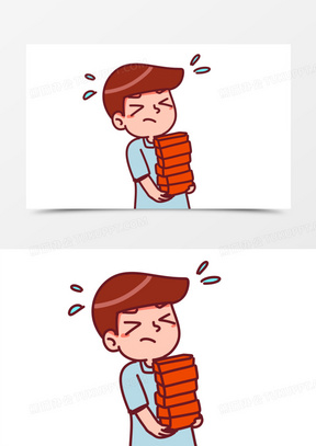 手绘卡通打工人努力搬砖免抠素材