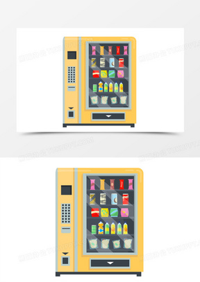 手繪卡通正面販賣機素材