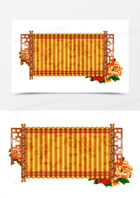 牡丹花中式手绘卷轴展板